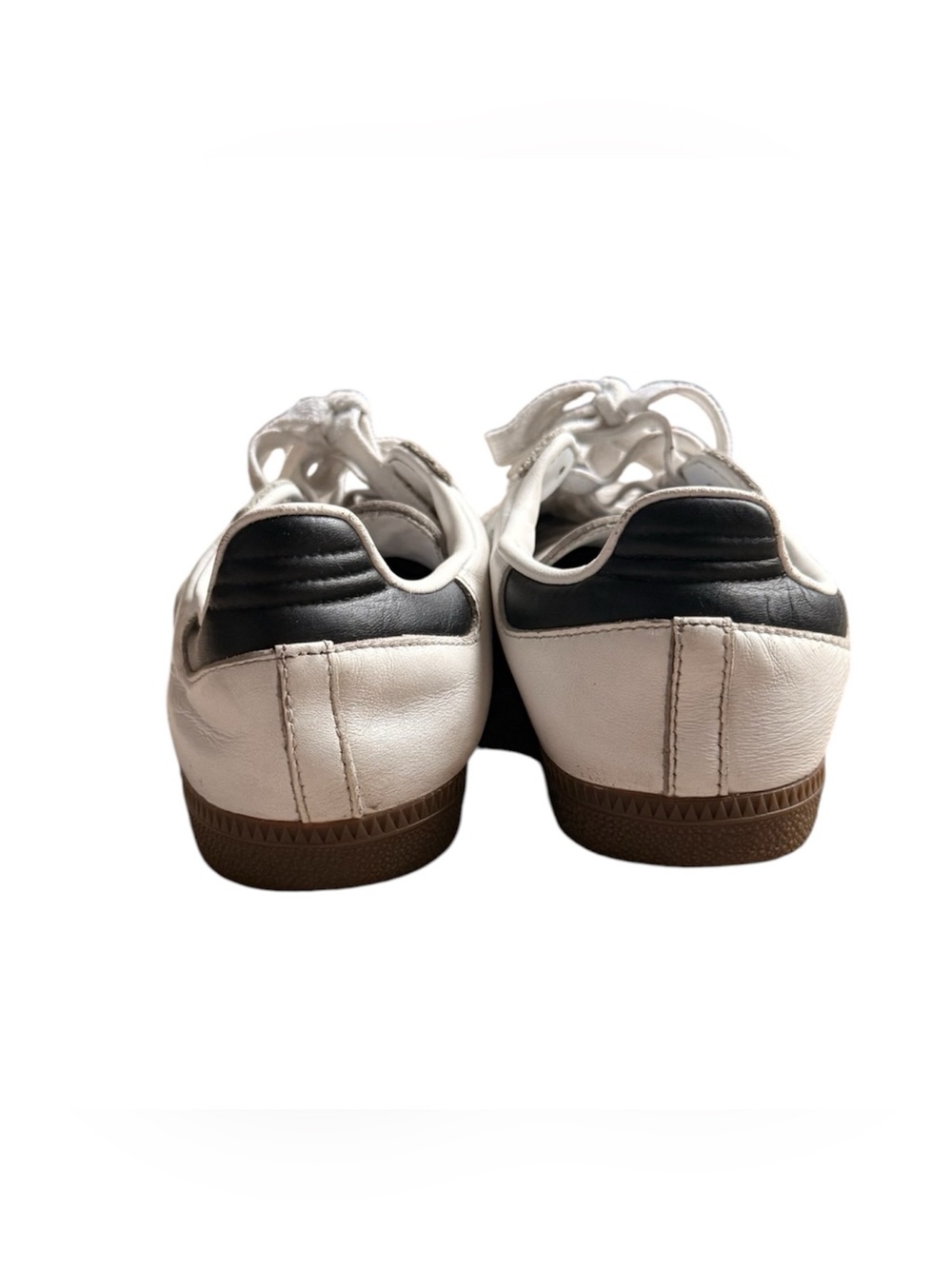 adidas Kids White Leather Sneakers with Black Stripes and Gum Sole - Picture 5 of 5
